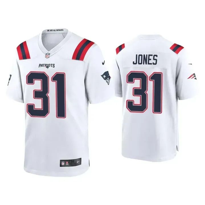 Men New England Patriots 31 Jonathan Jones Nike White Game Player NFL Jersey